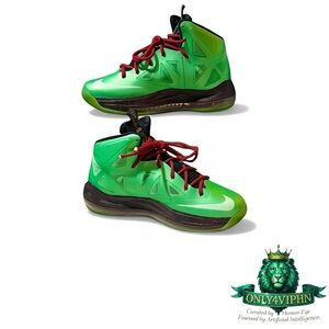 🔥Nike LeBron X 10 Cutting Jade GS
Size 6.5Y Tourmaline Red Basketball sneakers